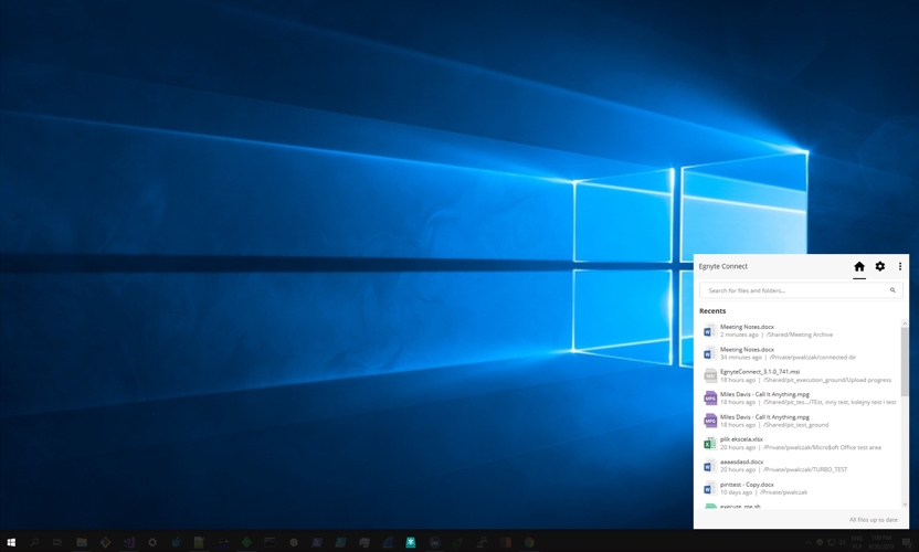 Search & Recent Files on Desktop