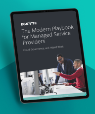 A visual representation of the cover to the MSP playbook, including the title and picture of two men at a workstation. 