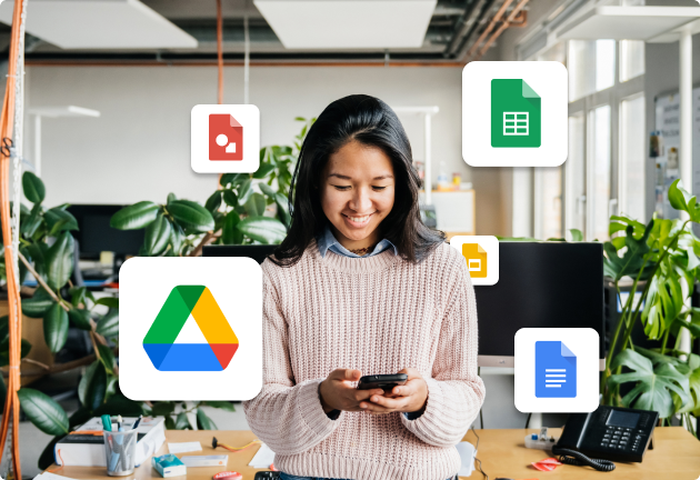 professional working in Google Workspace on mobile device