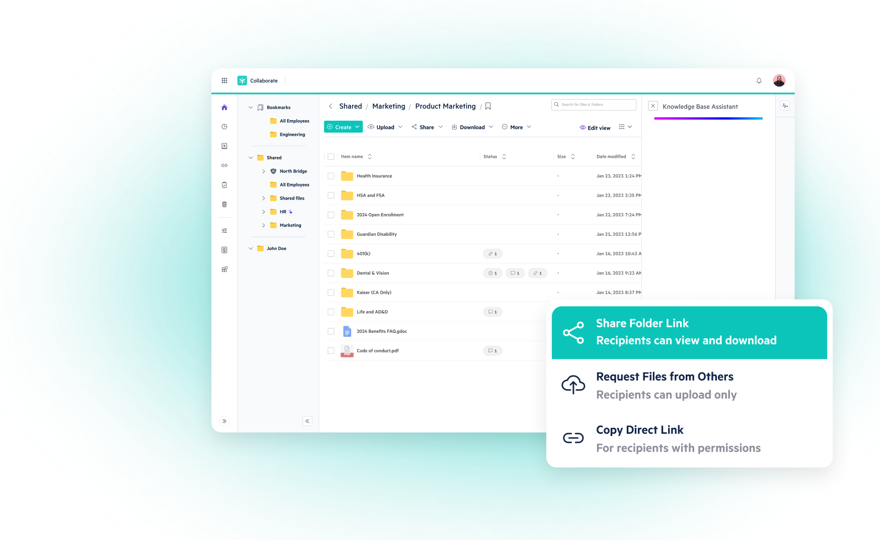 Egnyte File sharing interface