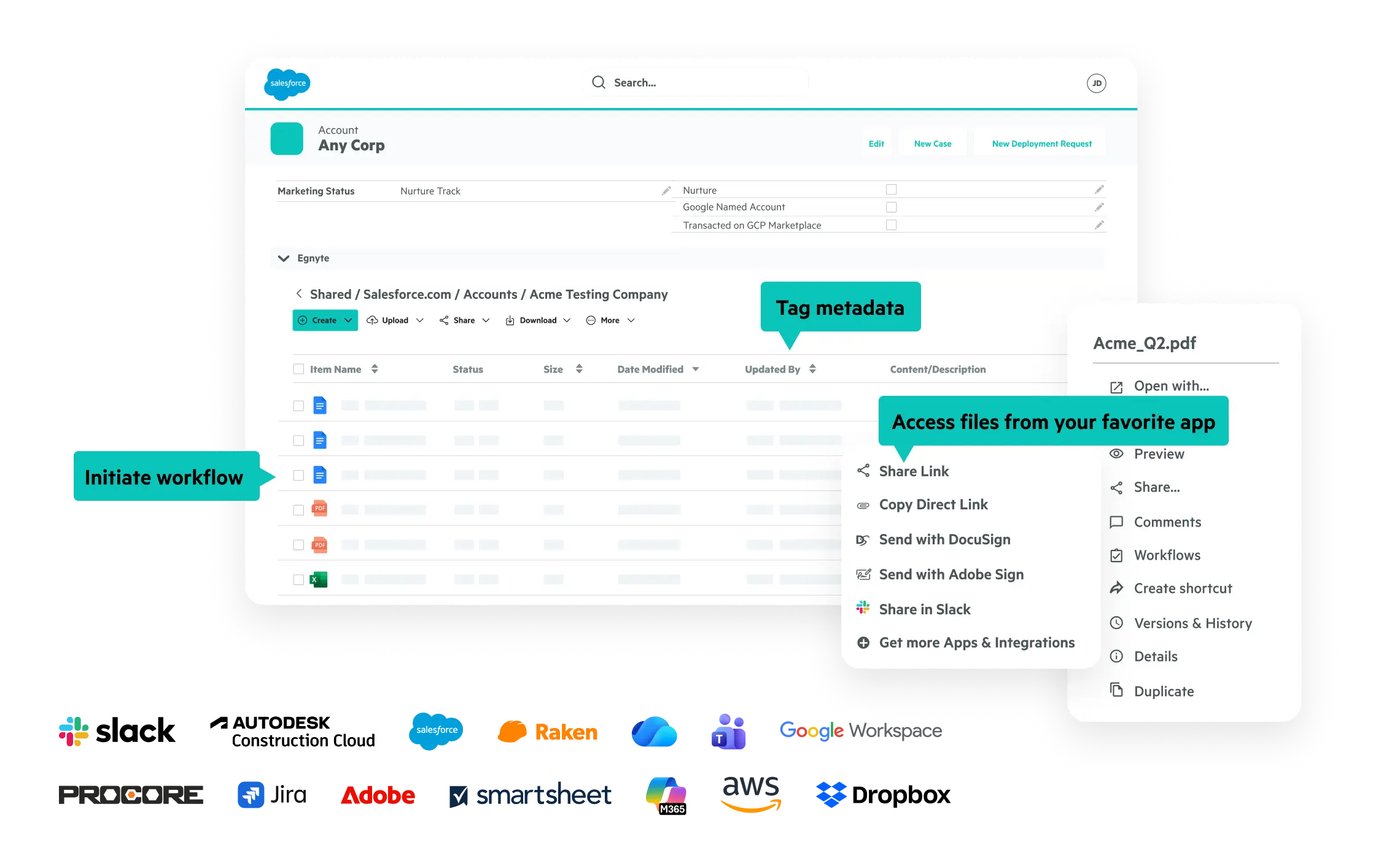 Egnyte App integrations and workflow dashboard
