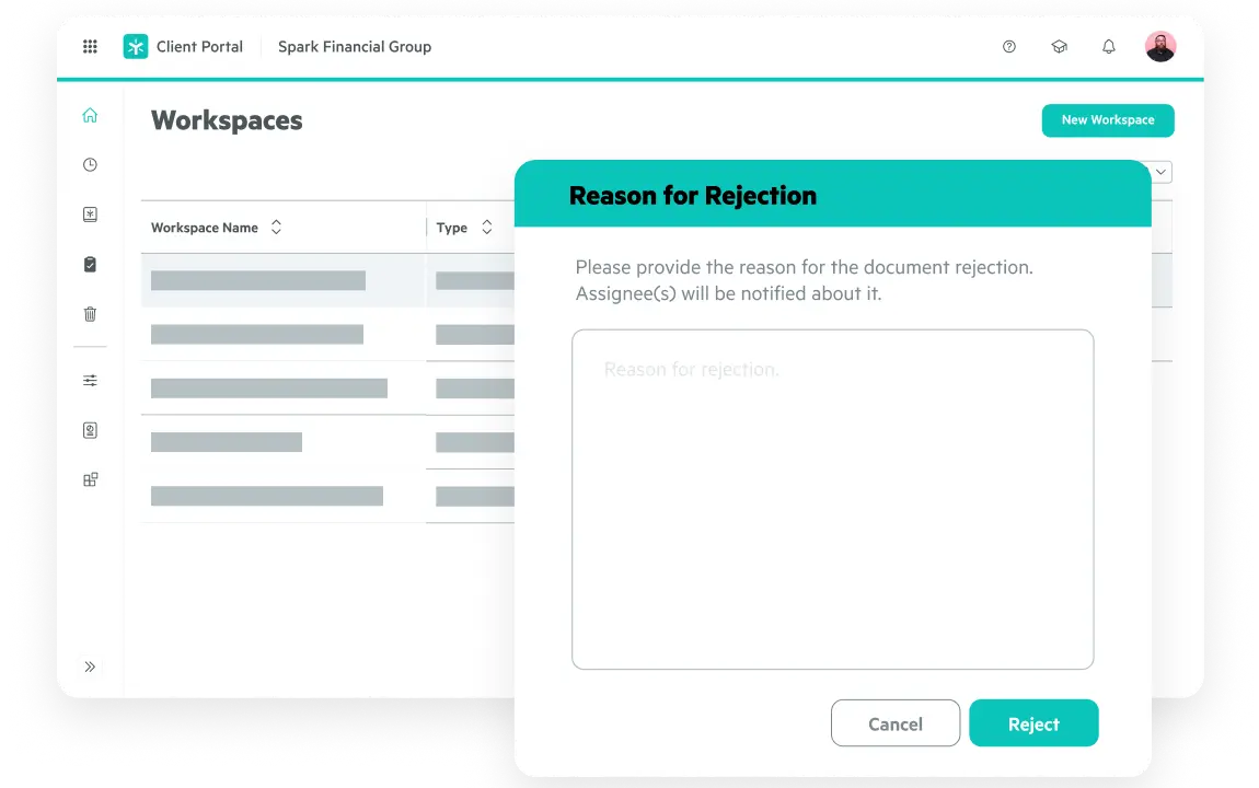 Egnyte document portal rejection workflow
