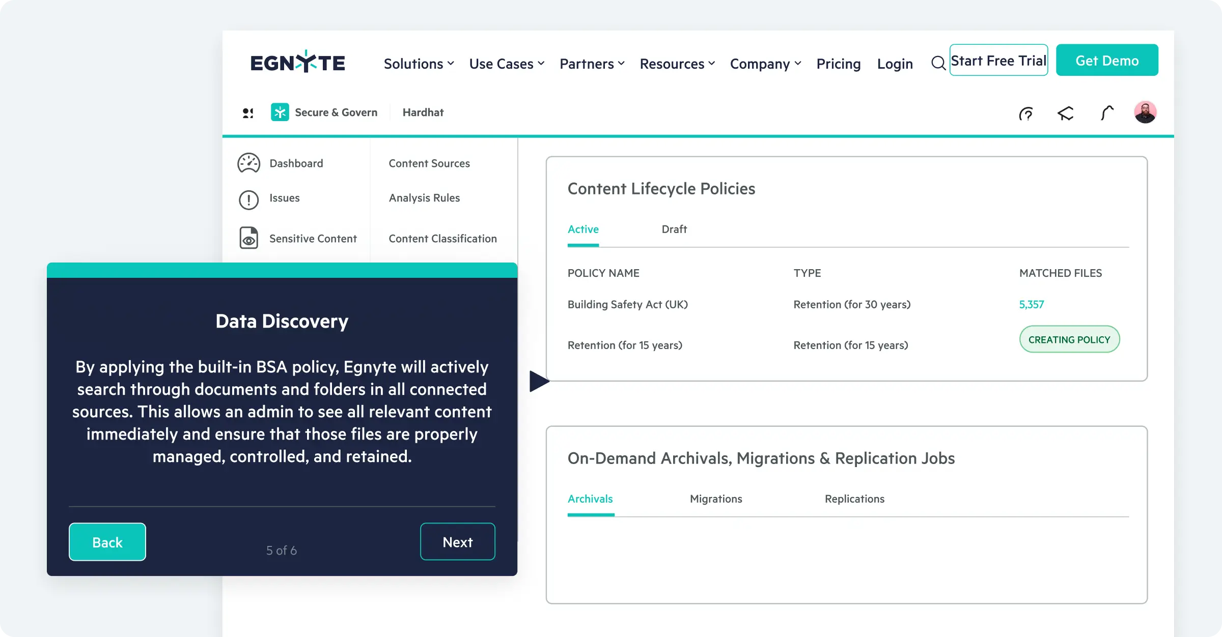 Egnyte data discovery scanning files