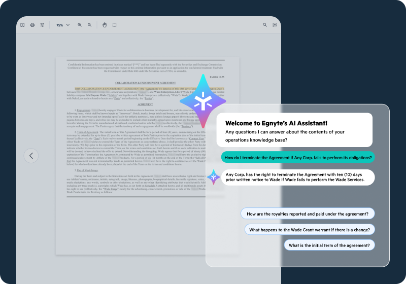 Egnyte's AI Assistant answering questions about contracts
