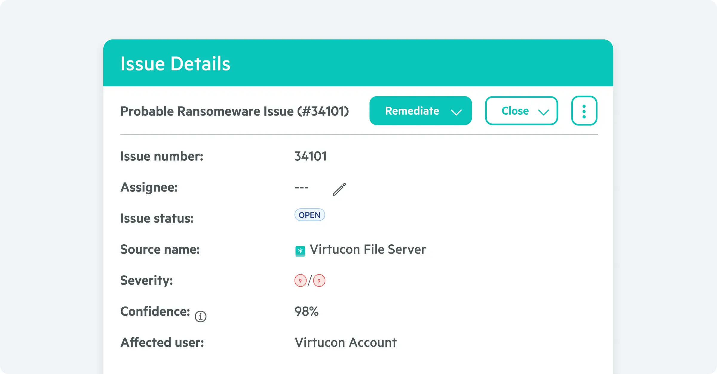 Egnyte ransomware issue details panel