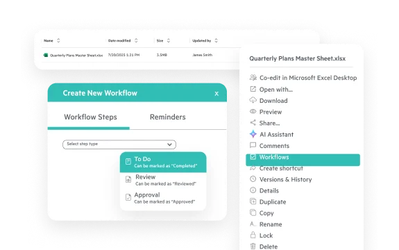Egnyte new workflow Excel file actions