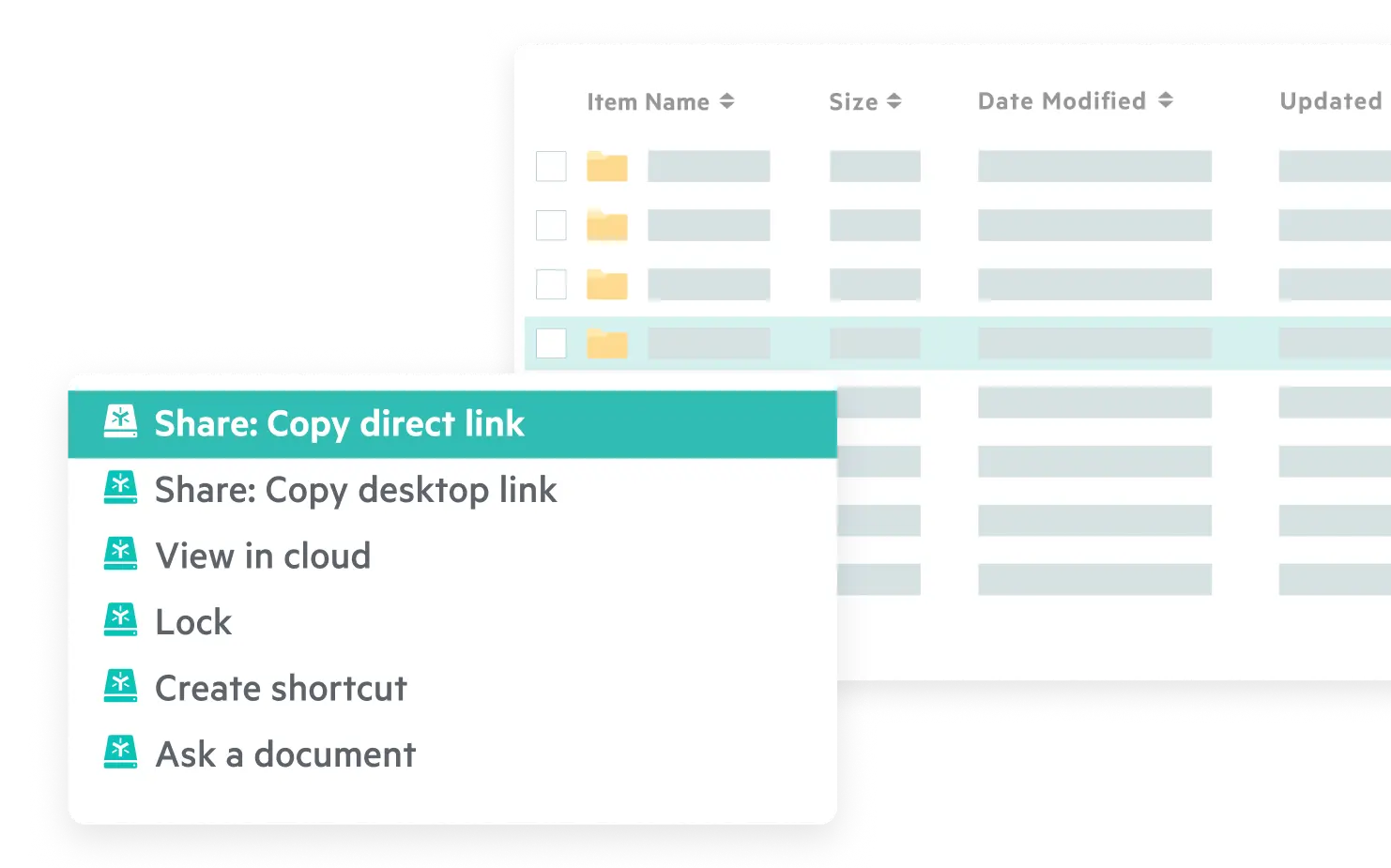 Egnyte desktop app file sharing menu