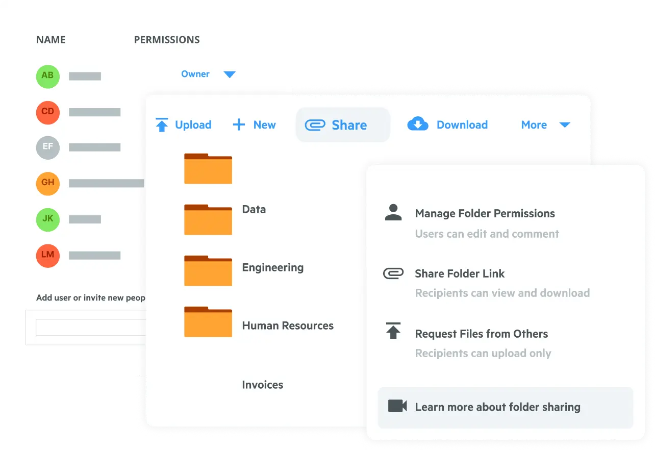 Egnyte folder sharing permissions panel