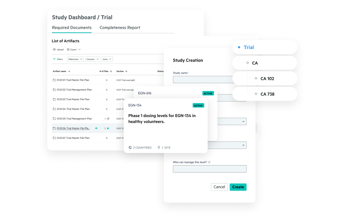 Egnyte clinical trial study dashboard