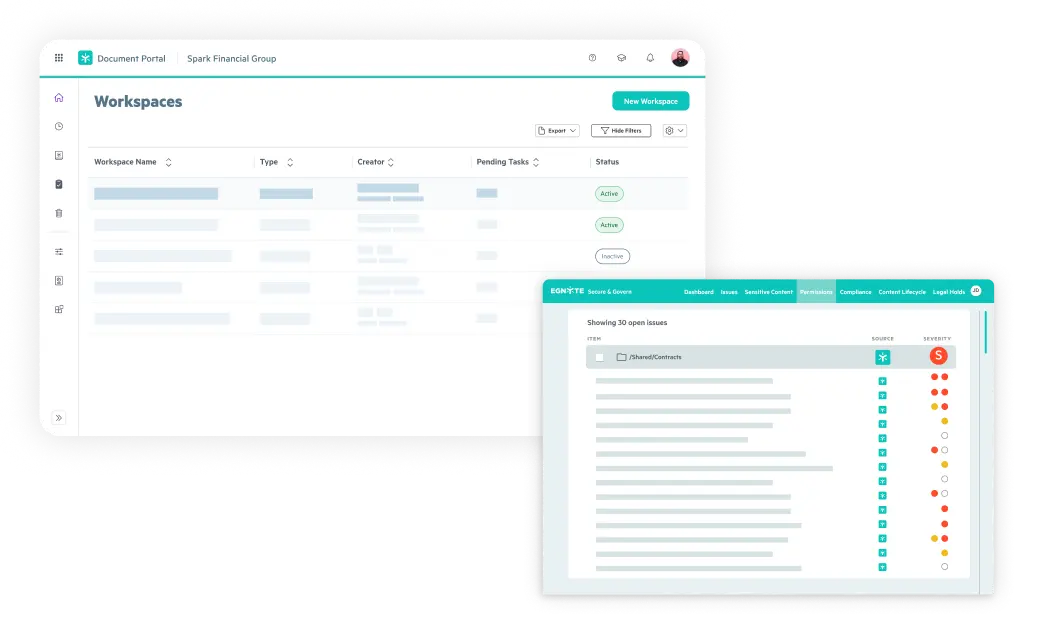 Egnyte document portal workspace permissions