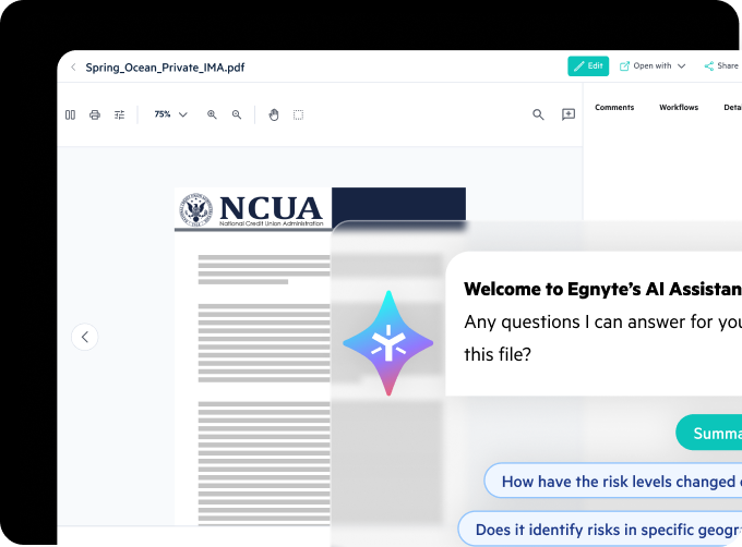 Egnyte AI assistant NCUA document analysis
