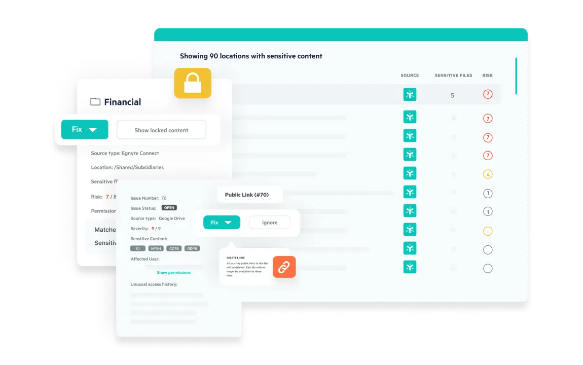  Egnyte dashboard detecting sensitive financial content