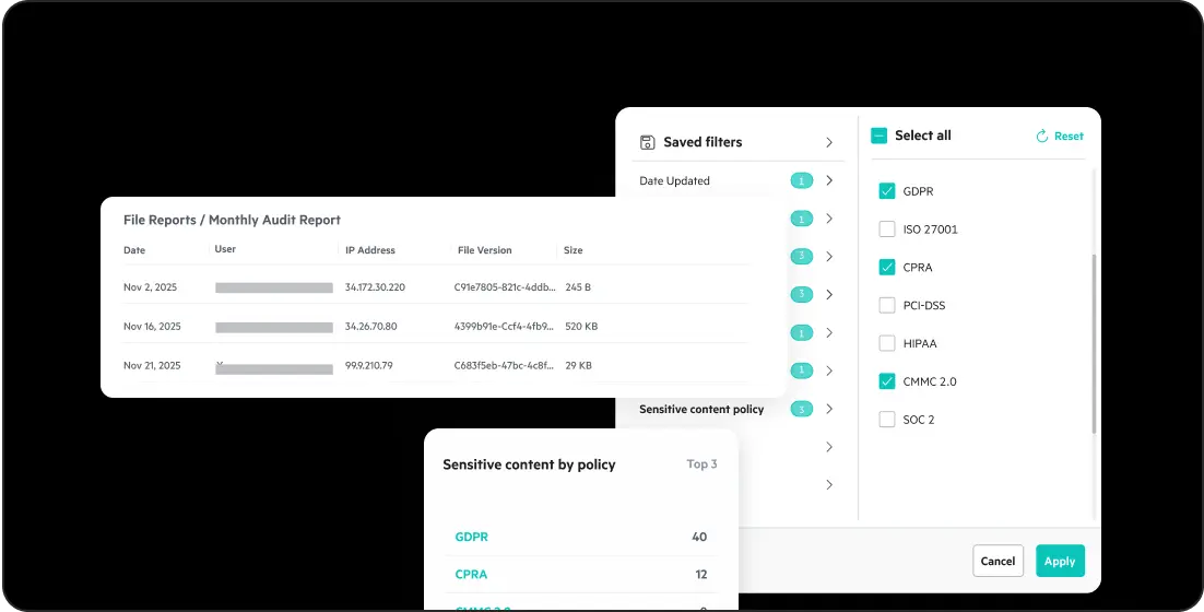  Egnyte audit report compliance filters