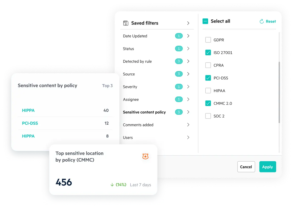 Egnyte sensitive content policy filters
