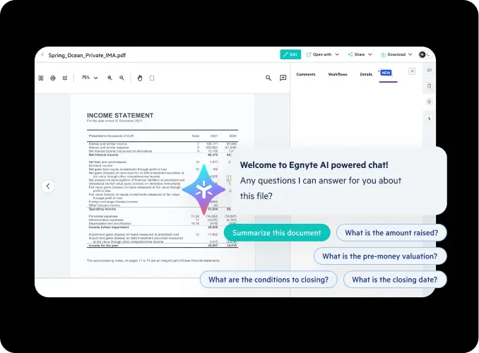 Egnyte AI income statement document analysis