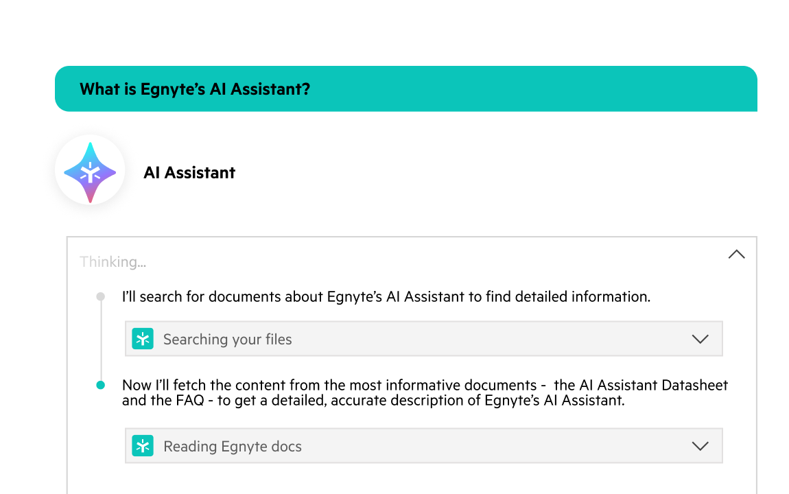 Egnyte AI Assistant thinking and searching files