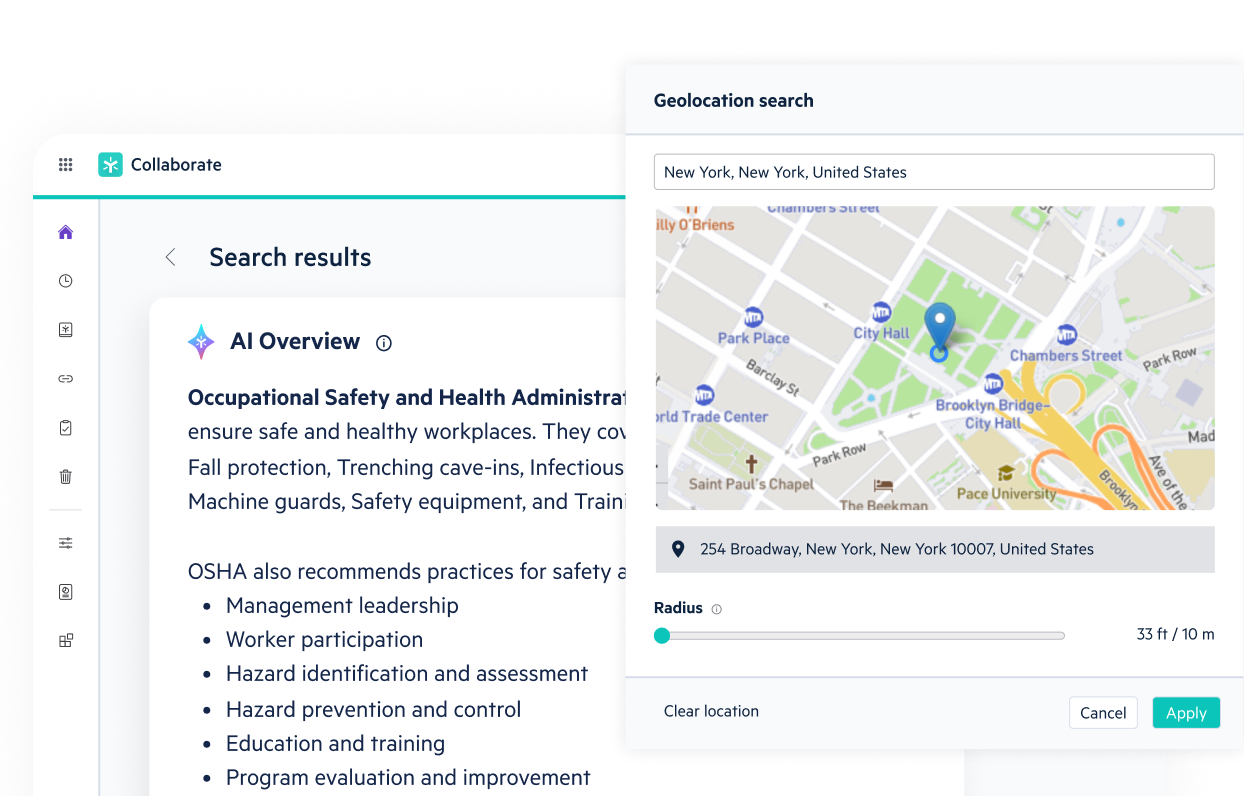 Egnyte AI Search geolocation filter with map