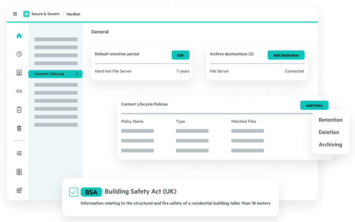 Egnyte content lifecycle BSA policy view