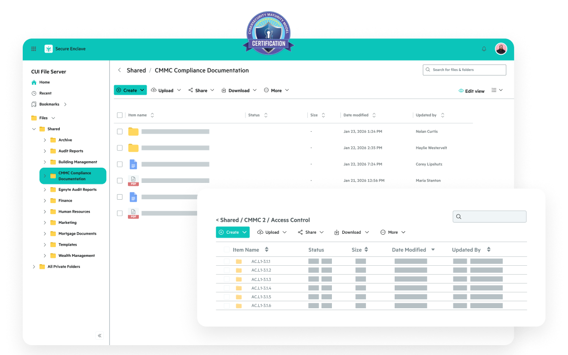 Egnyte CMMC compliance docs file view