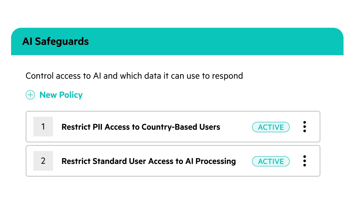Egnyte AI Safeguards active policies panel