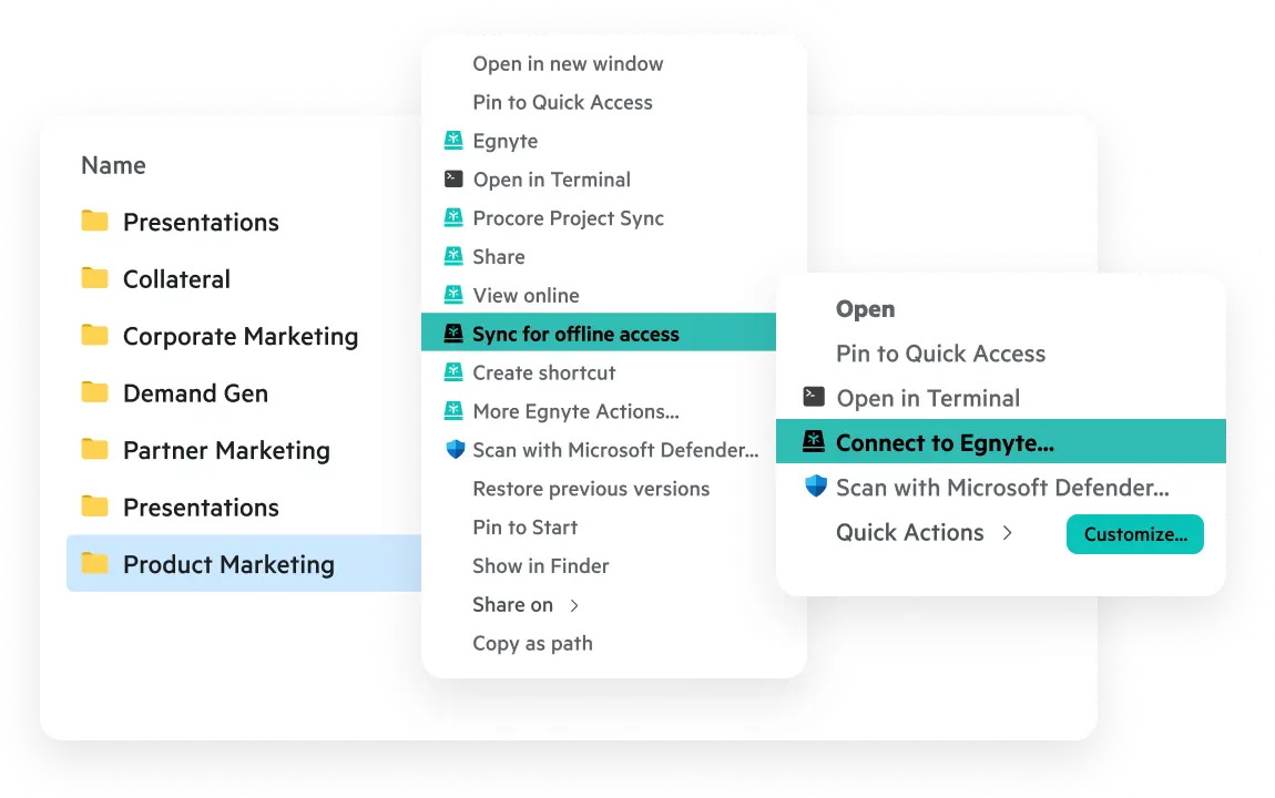 Egnyte sync folders for offline file access