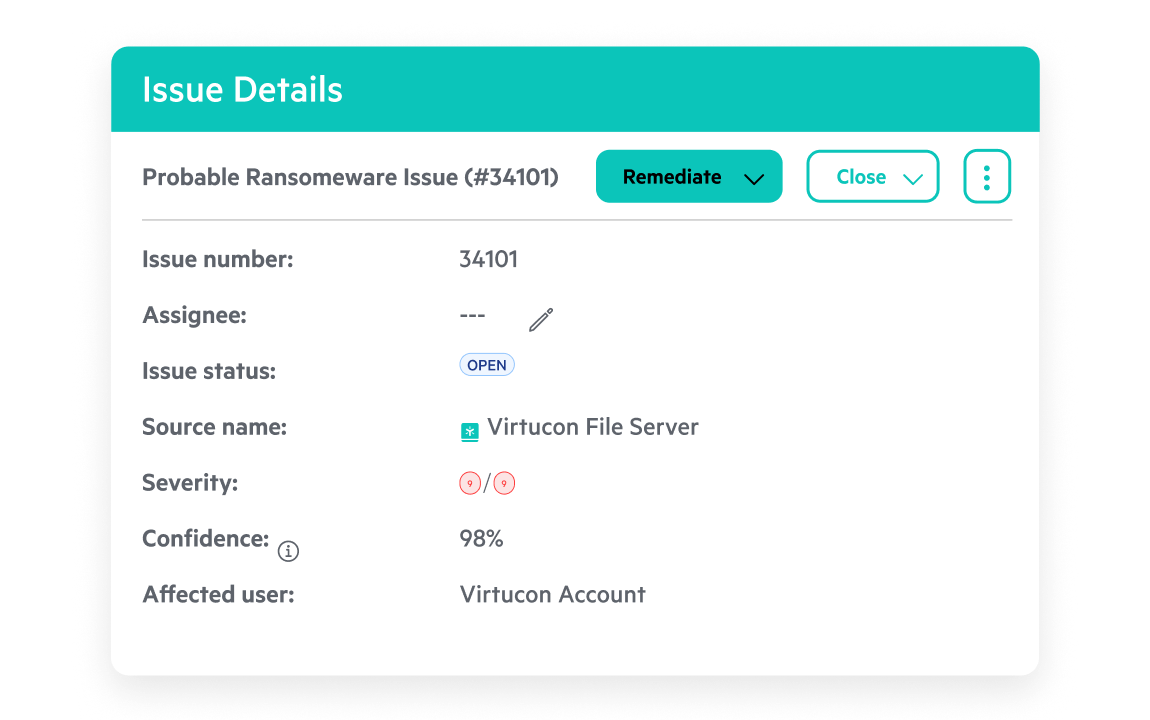 Egnyte ransomware issue details panel