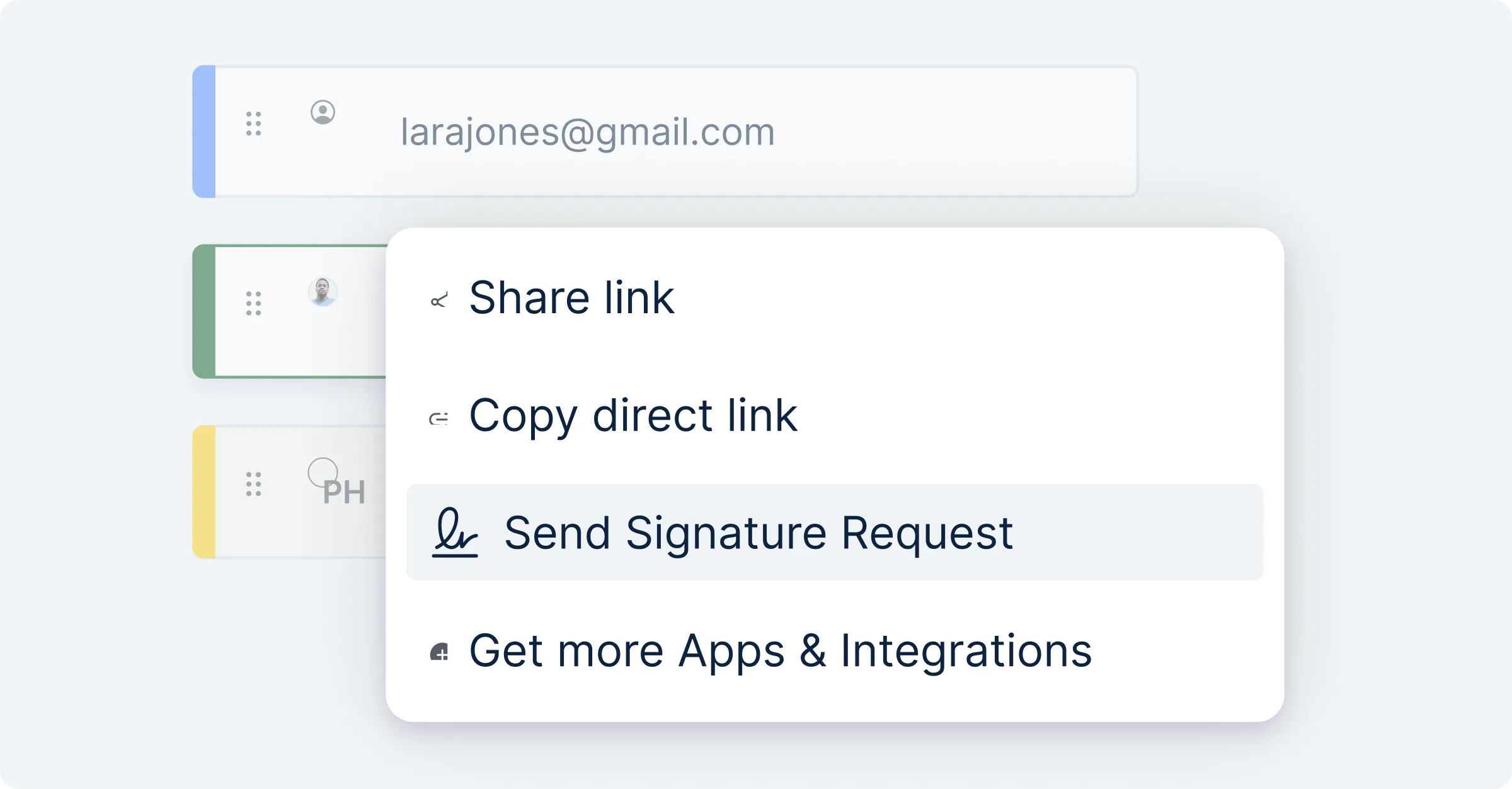 Egnyte file share signature request menu