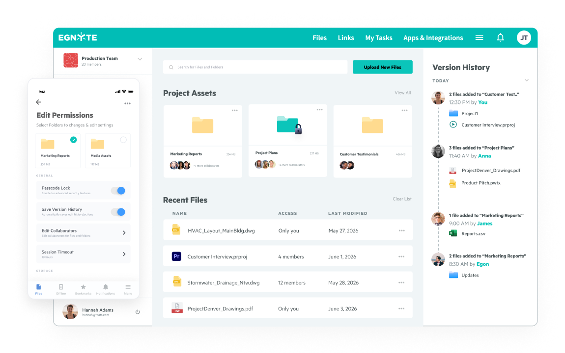 Egnyte project assets mobile permissions