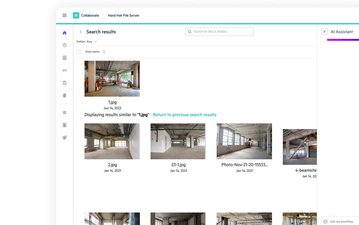 Egnyte AI visual similarity image search results