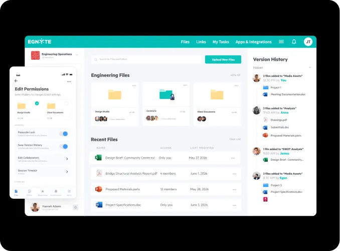 Egnyte engineering files version history
