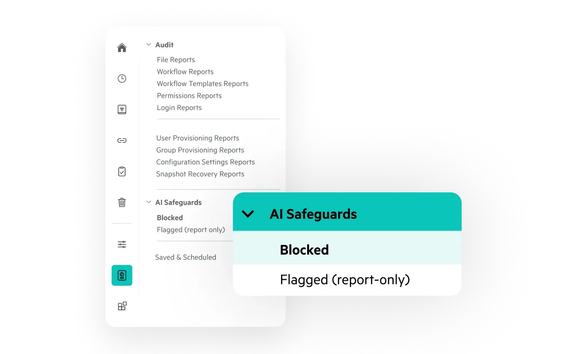 Egnyte AI Safeguards audit reports navigation