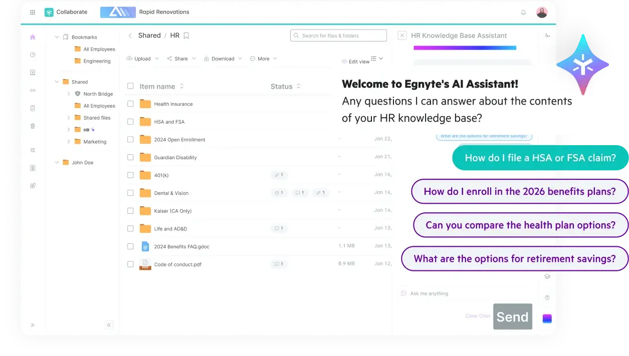 Egnyte AI HR knowledge base assistant