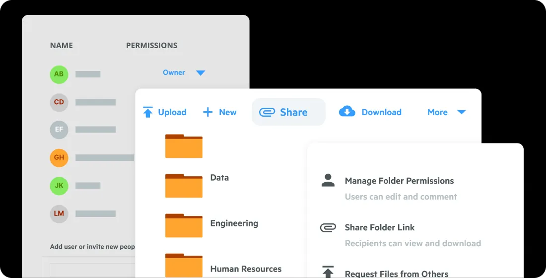 Egnyte folder sharing and permissions panel