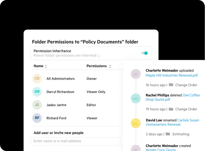 Egnyte folder permissions activity panel
