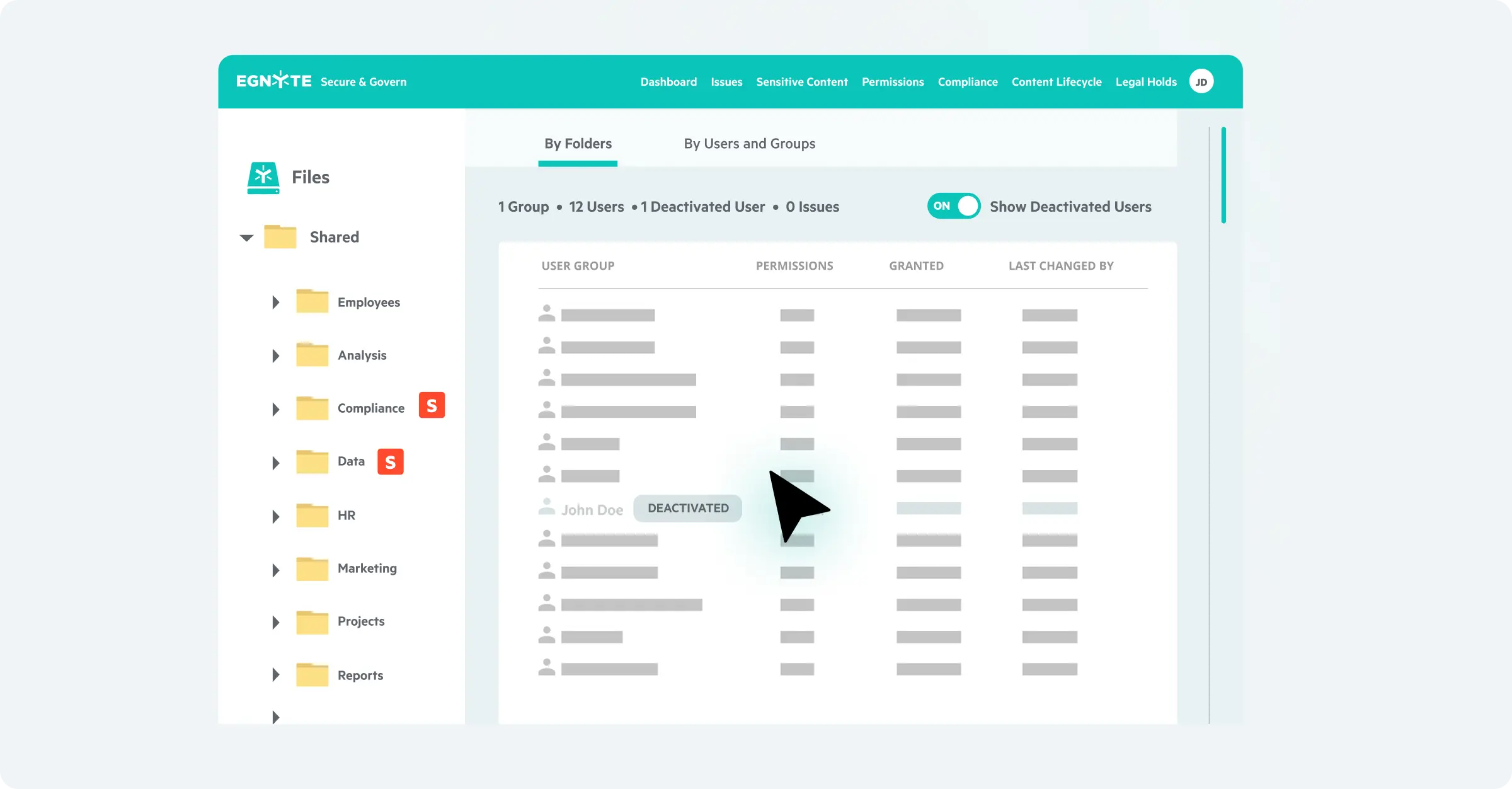 Egnyte user group permissions management