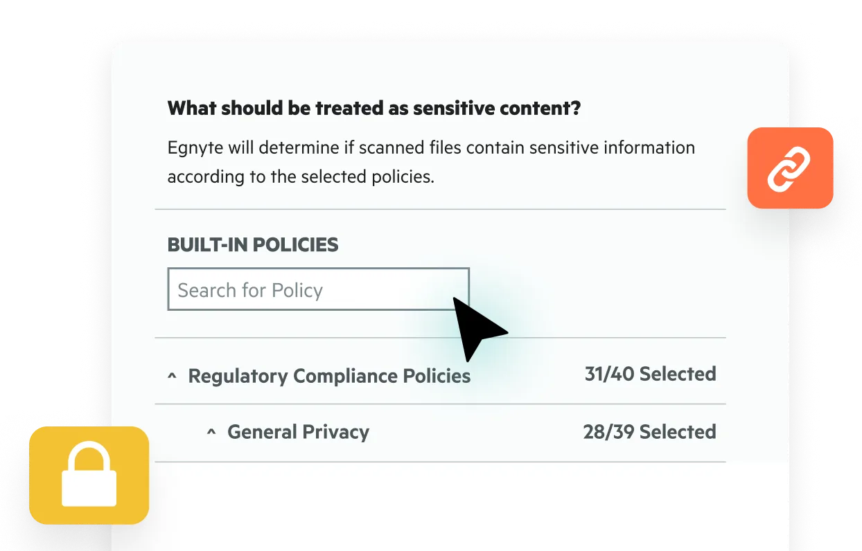 Egnyte sensitive content built-in policies settings