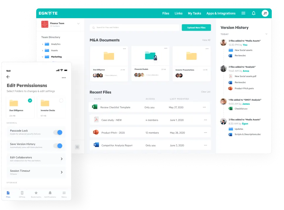 Egnyte M&A documents mobile permissions