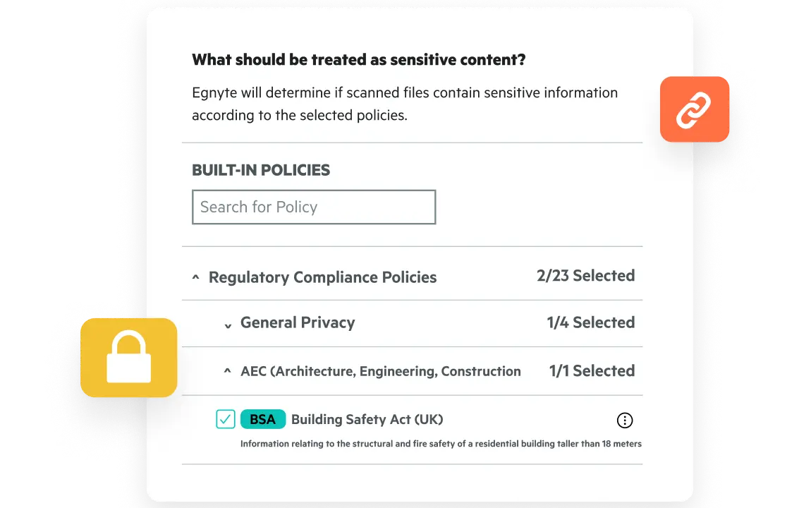 Egnyte Sensitive content classification dashboard