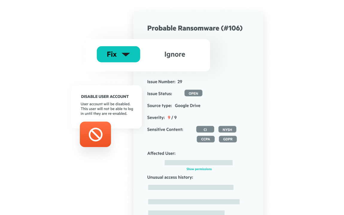 Egnyte ransomware detection alert panel