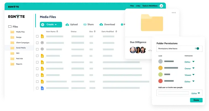 Egnyte media file permissions panel