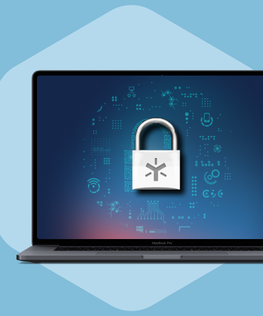 Desktop with a padlock with an Egnyte Spark. 
