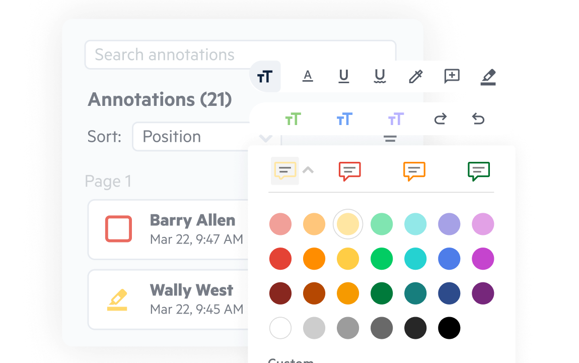 Egnyte PDF annotation color and text tools