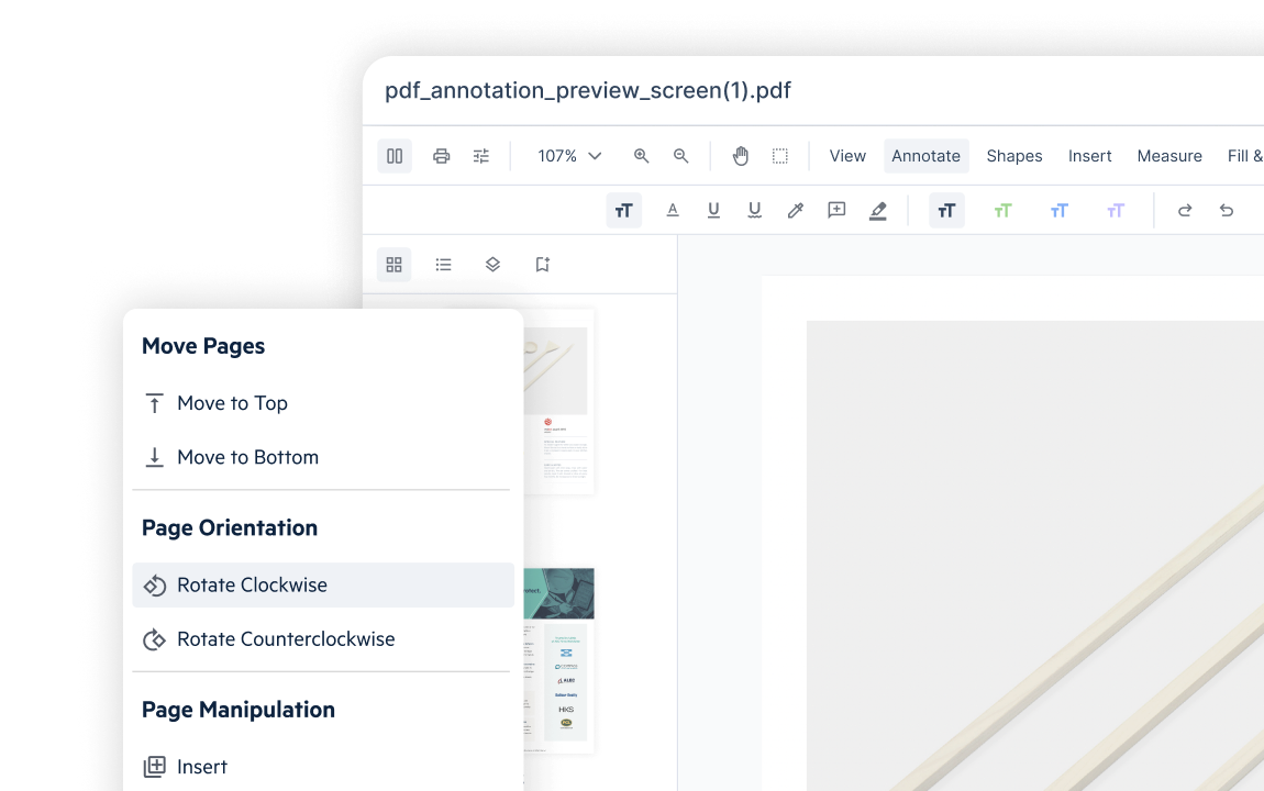 Egnyte PDF editor page manipulation tools