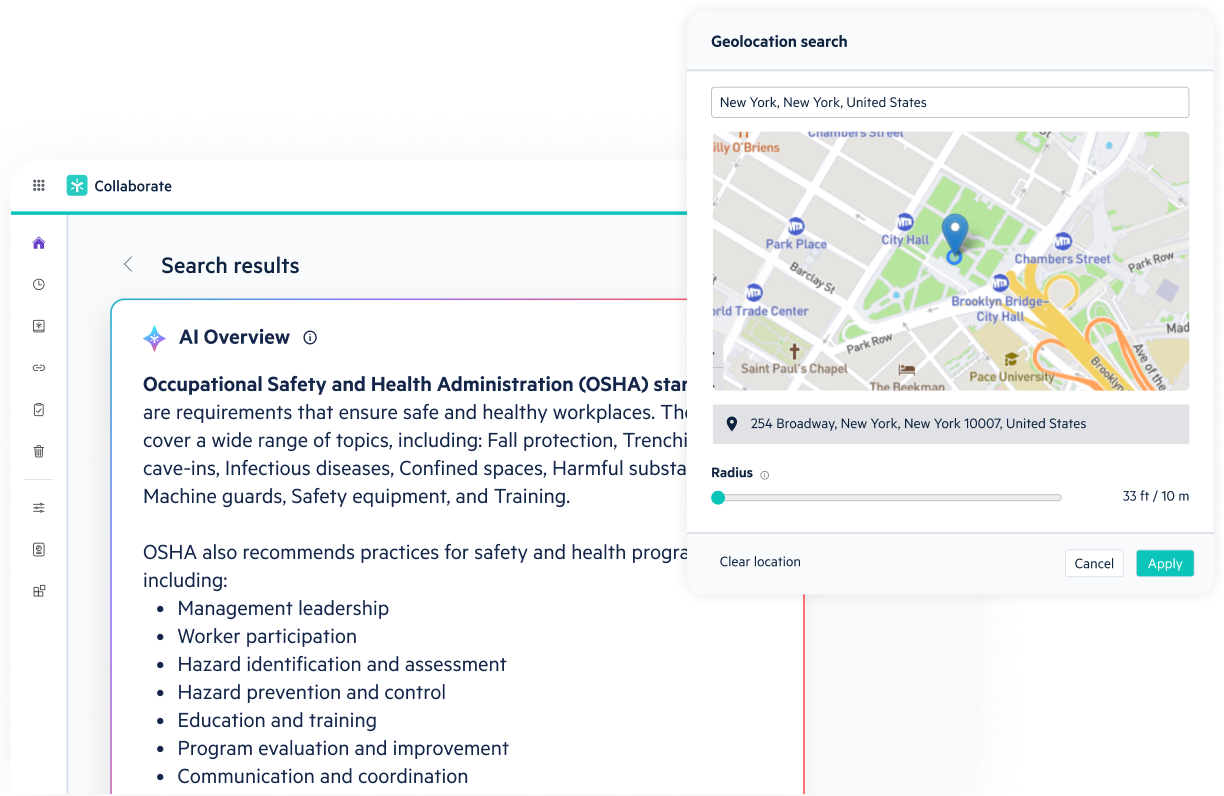 Egnyte AI Search geolocation filter with map