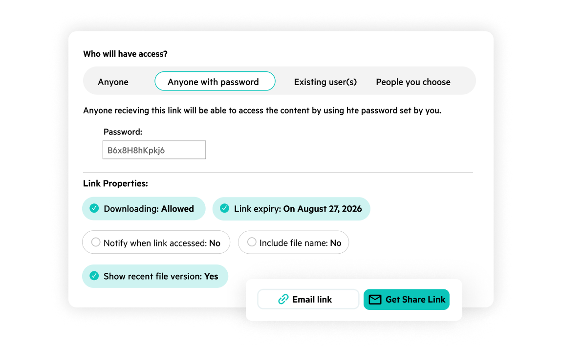 Egnyte password-protected share link