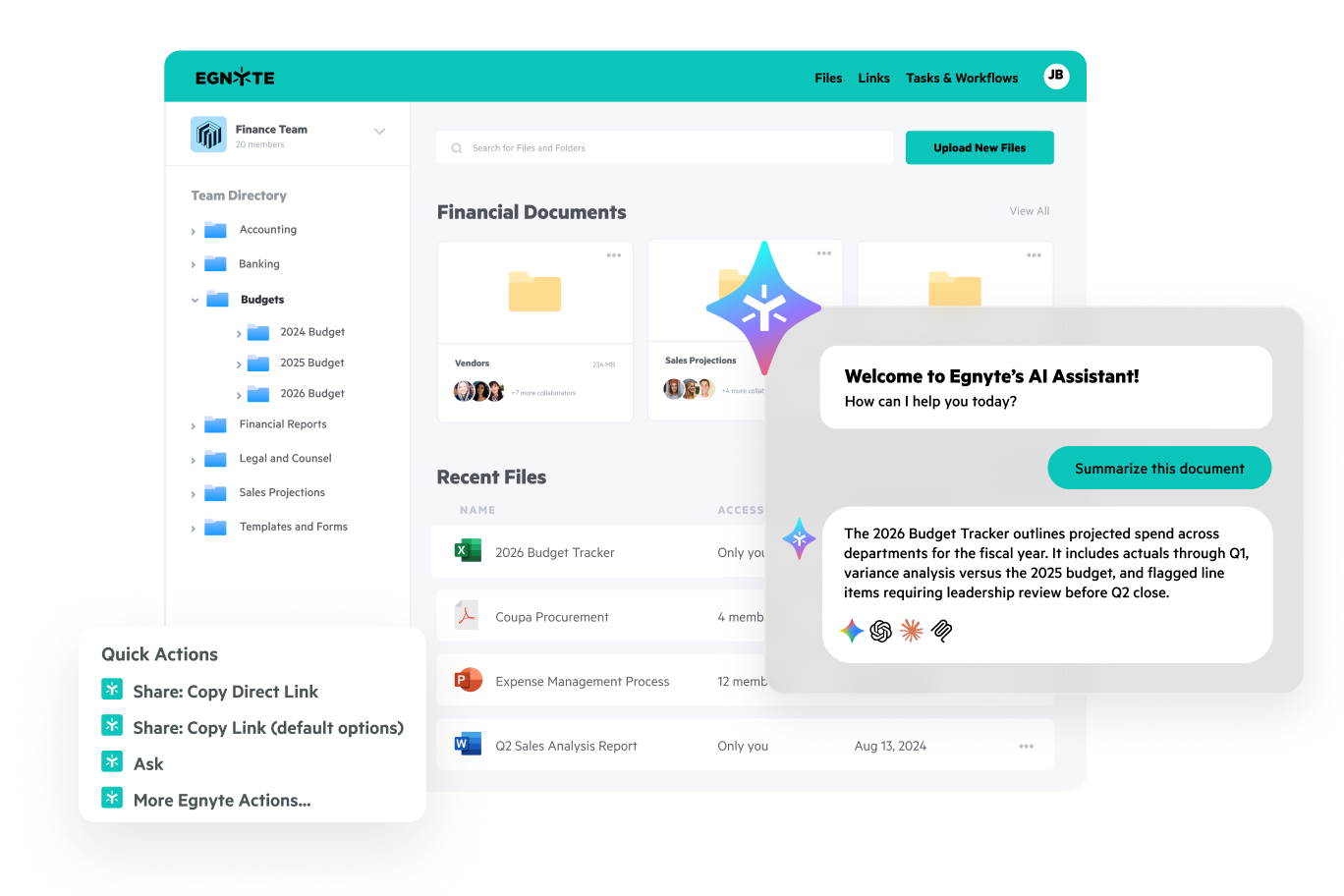 Egnyte AI Assistant finance team files